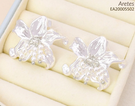 [EA20005502] ARETES FLOR PLAT PERLITAS COLGANTES EE4293-301
