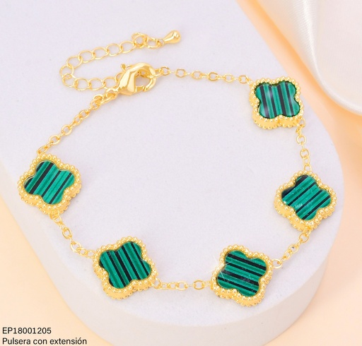 [EP18001205] PULSERA VAN CLEEF (5) VERDE RAYAS C/DORADO BE676-9