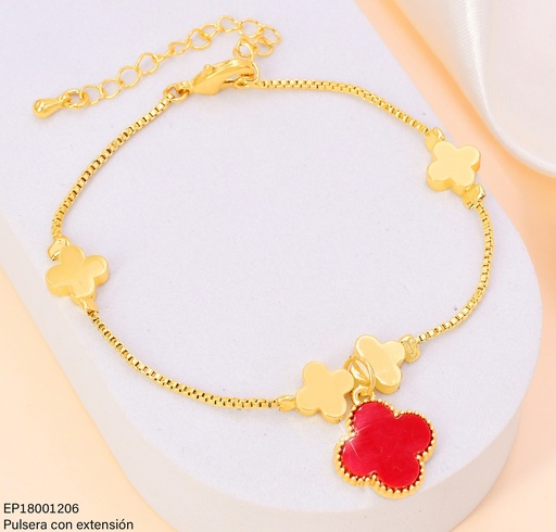 [EP18001206] PULSERA VAN CLEEF (5) DOR./ROJO COLGANTE BE690-9