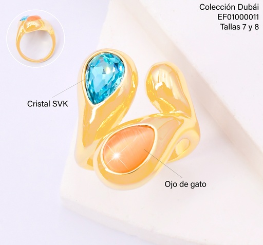 [EF01000011] ANILLO OV.CELESTE/BEIGE/DOR FD25660