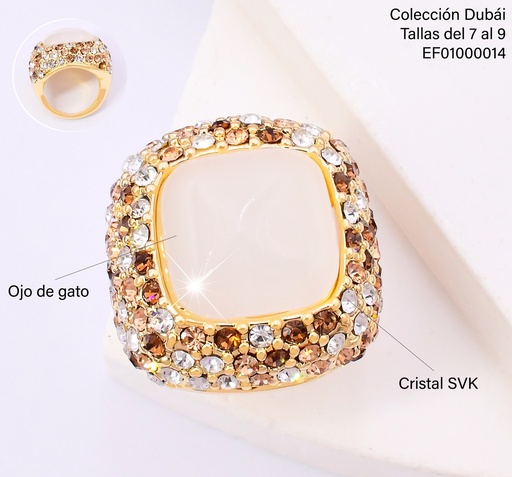[EF01000014] ANILLO CUADRO BLANCO BORDES ZIRC./PIEDRAS PQ FD25564