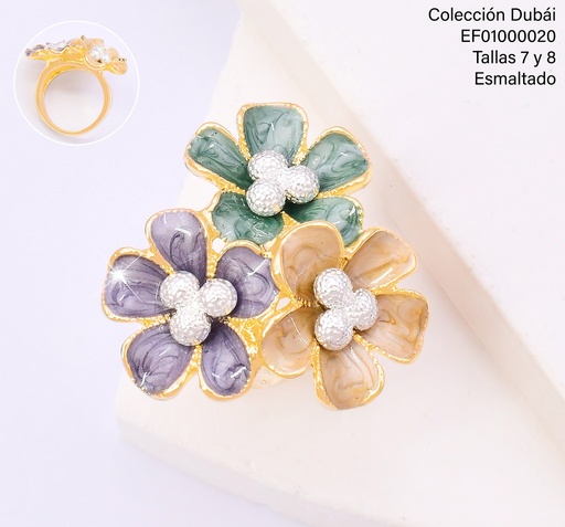 [EF01000020] ANILLO 3 FLORES COL.CENTRO PERLITAS FD25464