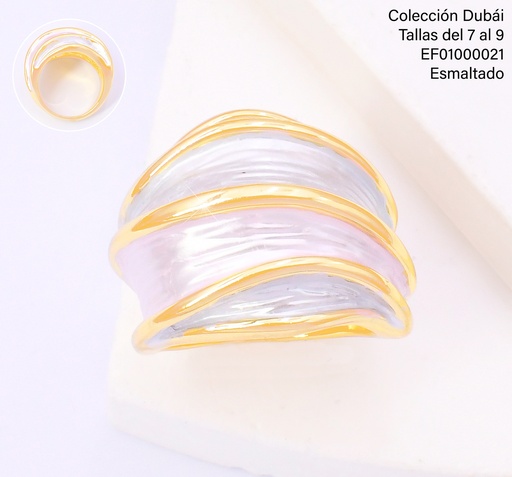 [EF01000021] ANILLO 4 FRANJAS BLANCAS C/DORADO FD25598