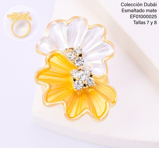 [EF01000025] ANILLO 2 FLORES DOR/PLAT FD25656
