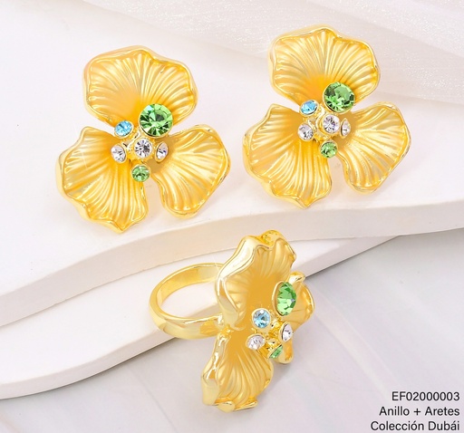 [EF02000003] ARETES FLOR GR.3 PET.CENTRO ZIRC.COL.C/ANILLO FD25629