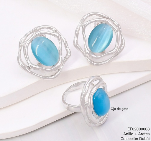 [EF02000008] ARETES DOBLE CIRC.IRREGULAR OV.CELESTE C/ANILLO FD25685