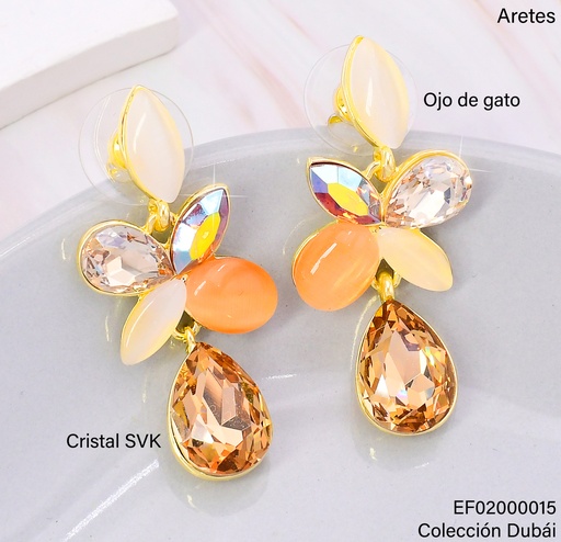 [EF02000015] ARETES HOJAS COL VARIOS C/GOTA MABAR FD25597