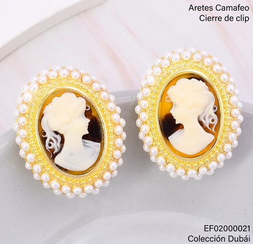 [EF02000021] ARETES CAMAFEO BORDES PERLAS FD25671