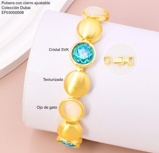 [EF03000008] PULSERA DOR. OV/ZIRC. VERDE/CREMA FD25583