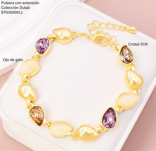 [EF03000011] PULSERA DOR. GOTA LILA/CREMA/DOR  FD25502