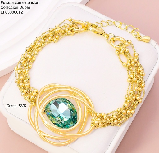 [EF03000012] PULSERA DOR. CADENA ESFERAS ZIRC. VERDE FD25503