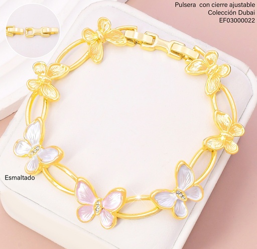 [EF03000022] PULSERA DOR. MARIPOSA BLANCA/ROSA/DOR FD25673