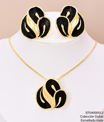 [EF04000013] SET DOR. HOJAS ENTRELAZADA NEGRAS FD25649