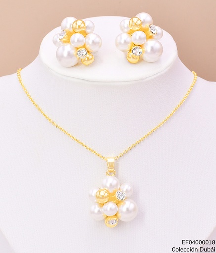[EF04000018] SET DOR.RACIMO DE PERLA/ESFERA/ZIRC. FD25498