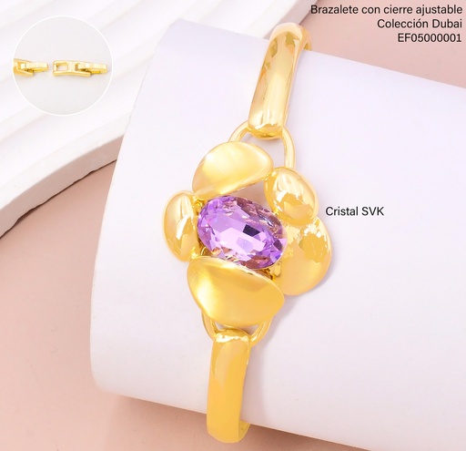 [EF05000001] BRAZALETE RD/OV DORADO-ZIRC LILA FD25527