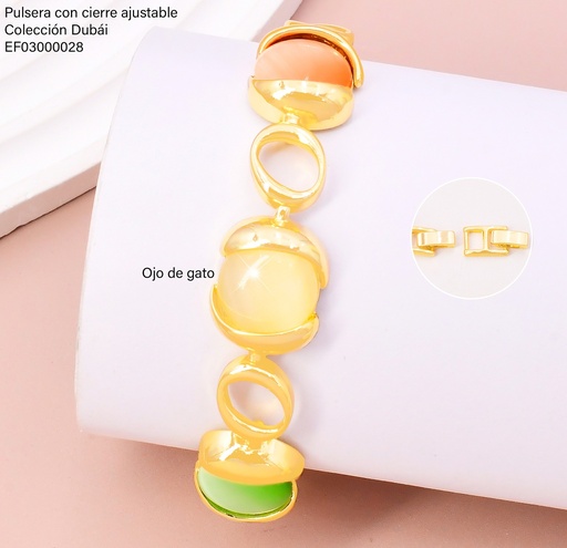 [EF03000028] PULSERA ESLAB.CIRCULARES C/3 PIEDRA OJO DE GATO T116758H