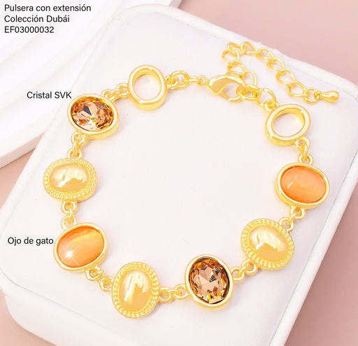 [EF03000032] PULSERA OV.DOR PIEDRAS TRASLUCIDAS/MARRONES T116898H