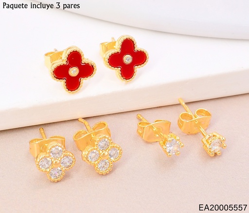 [EA20005557] PAQ.3 PARES ARETES VAN CLEEF ROJO/ZIRC.SE1072-9