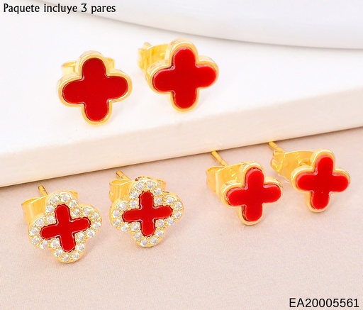 [EA20005561] PAQ.3 PARES ARETES VAN CLEEF ROJO/DOR.SE1065-9