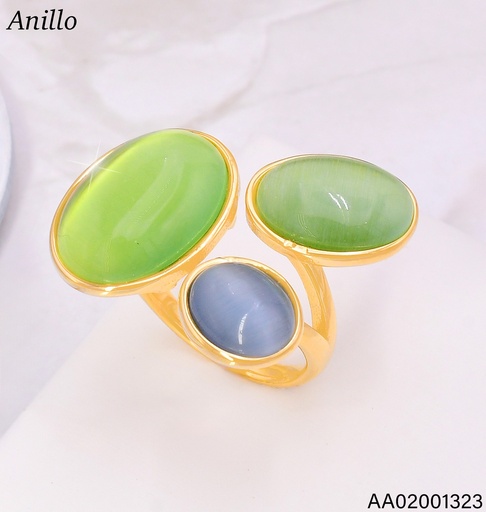 [AA02001323] ANILLO DORADO 3 OV. VERDE/AZUL RA621-305 (IN11)