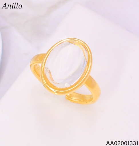 [AA02001331] ANILLO DORADO AJUSTABLE  OV. TRANSPARENTE RA705-45 (IN11)