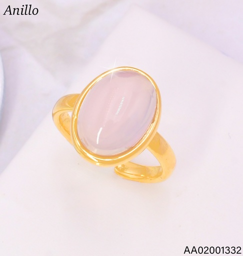 [AA02001332] ANILLO DORADO AJUSTABLE  OV. BLANCO RA706-45  (IN11)