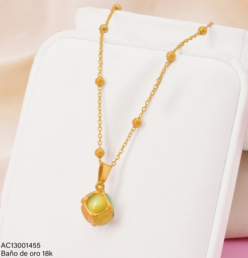 [AC13001455] CADENA DOR. CUADRO VERDE CA524 18K (IN11)
