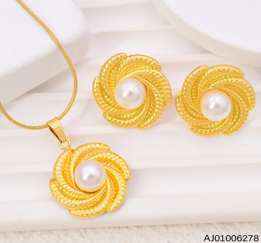 [AJ01006278] SET DOR FLOR EN ESPIRAL /PERLA SA1416-270 (IN11)