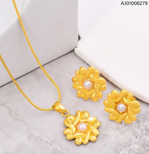 [AJ01006279] SET FLOR PETALOS ENLAZADOS C/PERLA SA1417-270 (IN11)