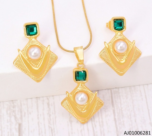 [AJ01006281] SET ROMBO C/"V"-PERLA-CUADRO VERDE SA1418-270 (IN11)