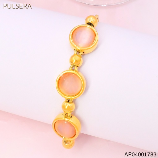 [AP04001783] PULSERA DOR COLA DE RATON PIEDRA RD. ROSA BA2322-45 (IN11)