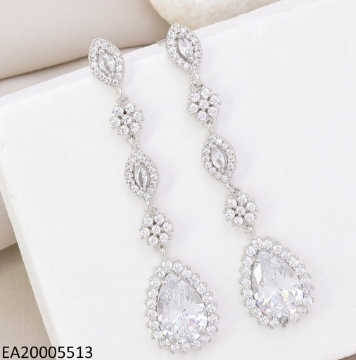 [EA20005513] ARETES PLATEADOS COLG. OV/FLOR/GOTA ZIRC. EE4793-6 (IN11)
