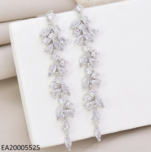 [EA20005525] ARETES PLATEADOS HOJAS ZIRC. COLG. EE4811-6 (IN11)