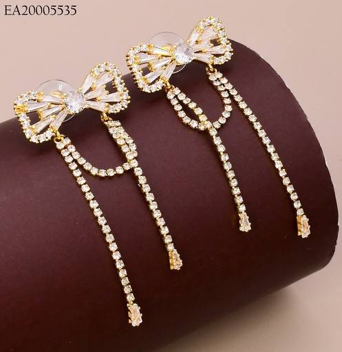 [EA20005535] ARETES DORADOS LAZO ZIRC. CAD. COLG. EE4833-6 18K (IN11)
