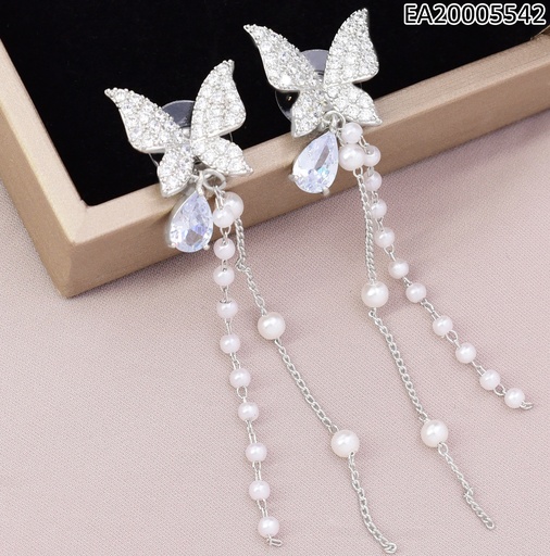 [EA20005542] ARETES PLAT MARIPOSA ZIRC. PERLA COLG. EE4840-6 (IN11)