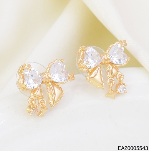 [EA20005543] ARETES LAZO ZIRC. CORAZON  EE4841-6 18K (IN11)