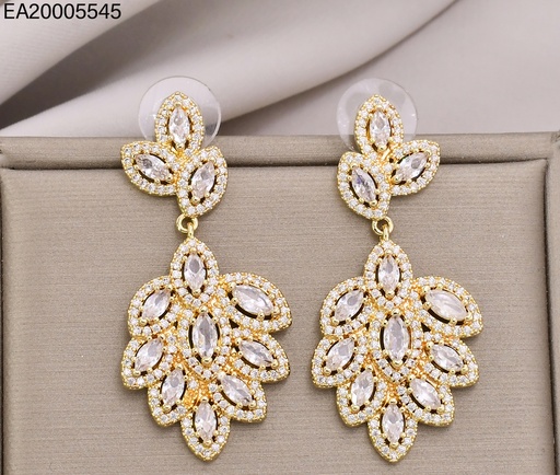 [EA20005545] ARETES DORADOS HOJAS ZIRC. COLG. EE4843-6 18K (IN11)