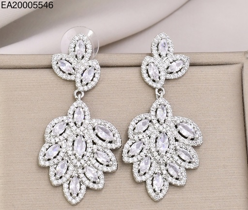 [EA20005546] ARETES PLATEADOS HOJAS ZIRC. COLG. EE4844-6 (IN11)