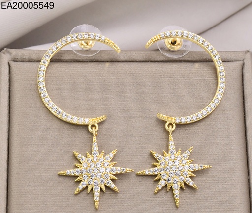 [EA20005549] ARETES DORADOS LUNA/SOL ZIRC. EE4855-6 18K (IN11)