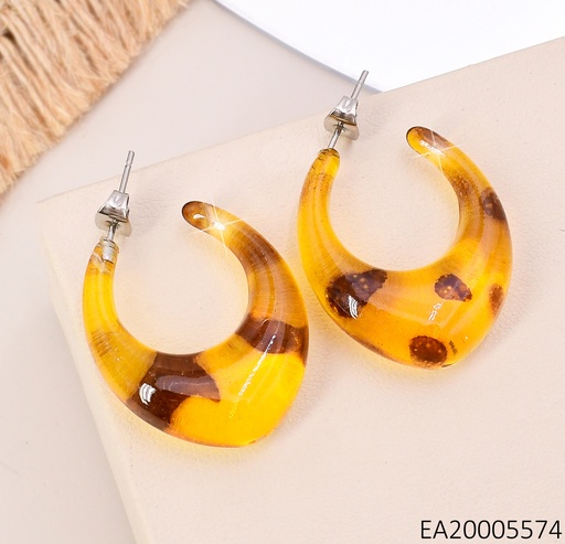 [EA20005574] ARETES "V" AMBAR  PUNTOS CAFE EA1299-414 (IN11)