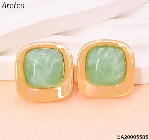 [EA20005585] ARETES DOR CUADRO PIEDRA VERDE MENTA EE5110-412 (IN11)