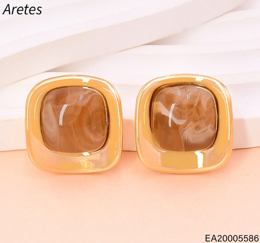 [EA20005586] ARETES DOR CUADRO PIEDRA CAFE EE5111-412 (IN11)