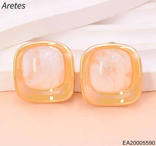 [EA20005590] ARETES DOR CUADRO PIEDRA BLANCA EE5115-412 (IN11)