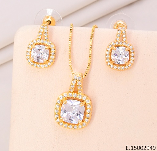 [EJ15002949] SET DOR ZIRC.CUADRADA CRISTAL SE1324-6 (IN11)