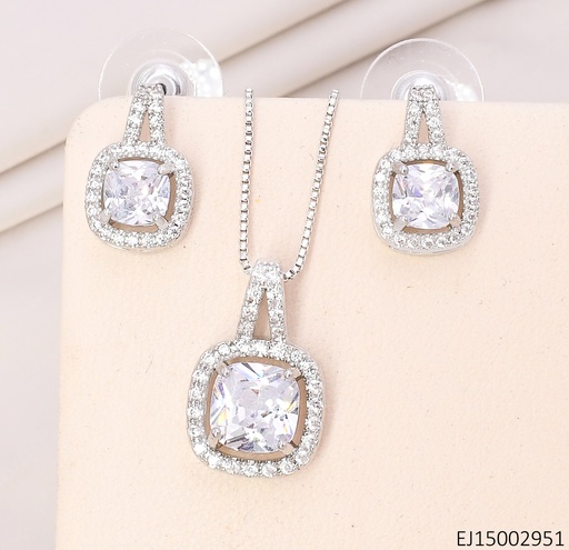 [EJ15002951] SET PLAT ZIRC.CUADRADA CRISTAL SE1362-6 (IN11)