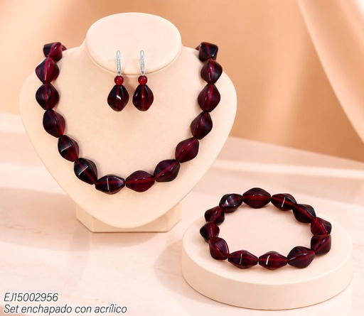 [EJ15002956] SET ROMBOS ROJO VINO C/PULSERA SE1445-415 (IN11)