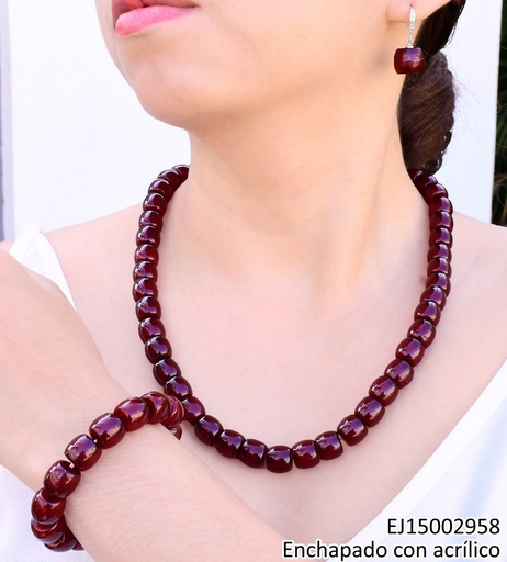 [EJ15002958] SET CILINDROS ROJO VINO C/PULSERA SE1447-415 (IN11)