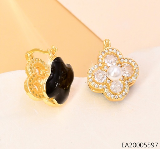 [EA20005597] ARETES HUGGIES DOBLE CARA VAN CLEEF ZIRC/NEGRO EE4121-9