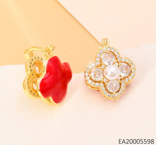 [EA20005598] ARETES HUGGIES DOBLE CARA VAN CLEEF ZIRC/ROJOS EE4120-9