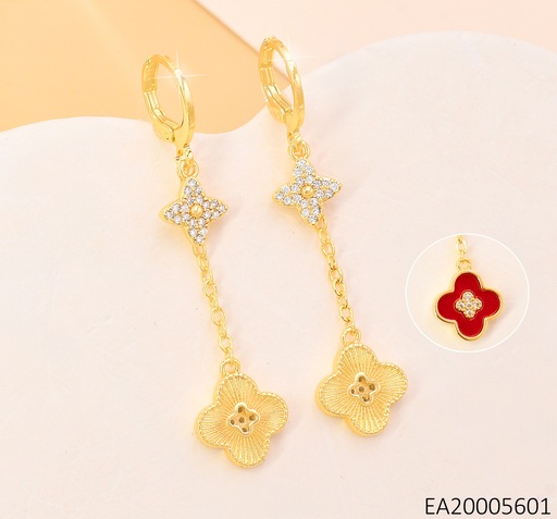 [EA20005601] ARETES HUGGIES LARGOS VAN CLEEF VERT.ZIRC./ROJO EE4177-9
